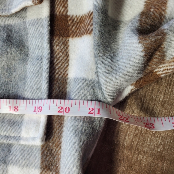 Plaid Brushed Flannel Flap Pocket Drop Shoulder Coat Shacket Women's Medium NWOT - Picture 9 of 16